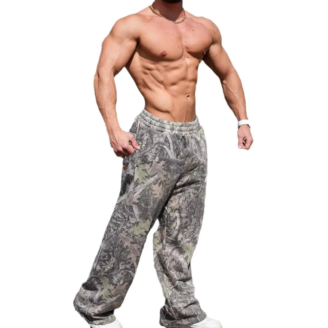 Men's pants New style Spring American digital camouflage print sports fitness Trousers loose and versatile wide-leg pants Man