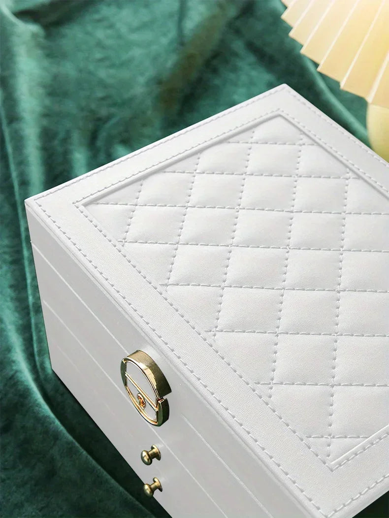 Jewelry storage box, high-end exquisite necklace earrings, gold jewelry box, large capacity multi-layer jewelry box