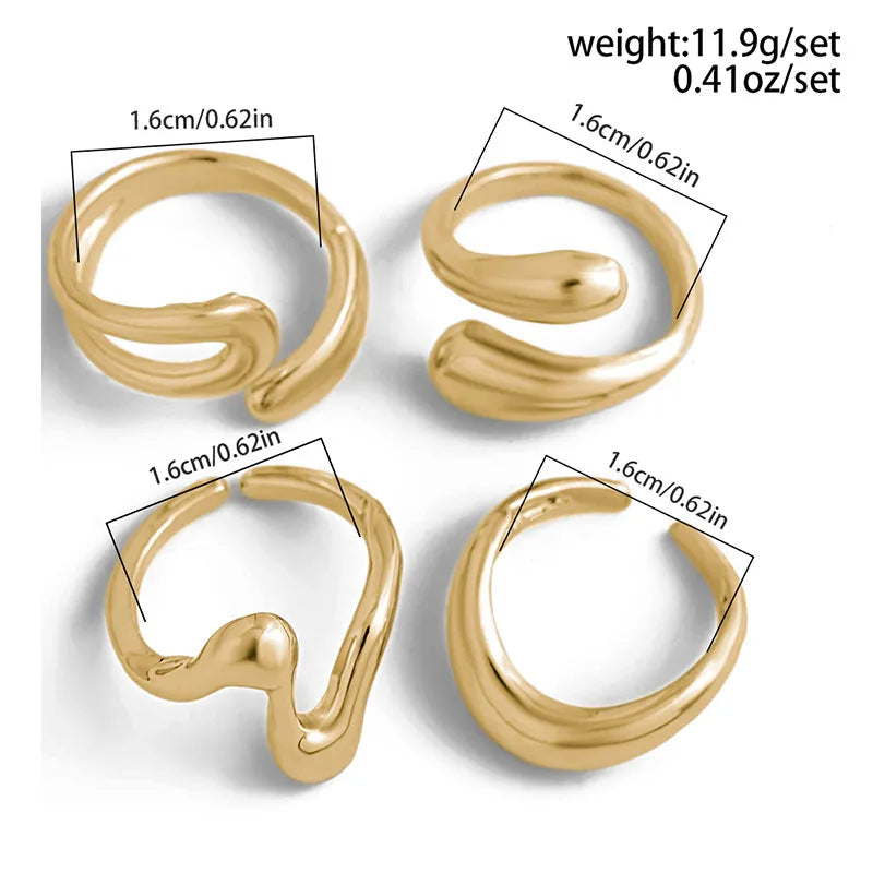 Irregular Geometric Rings For Women Girls Punk Fashion Gold Silver Color Knuckle Joint Ring