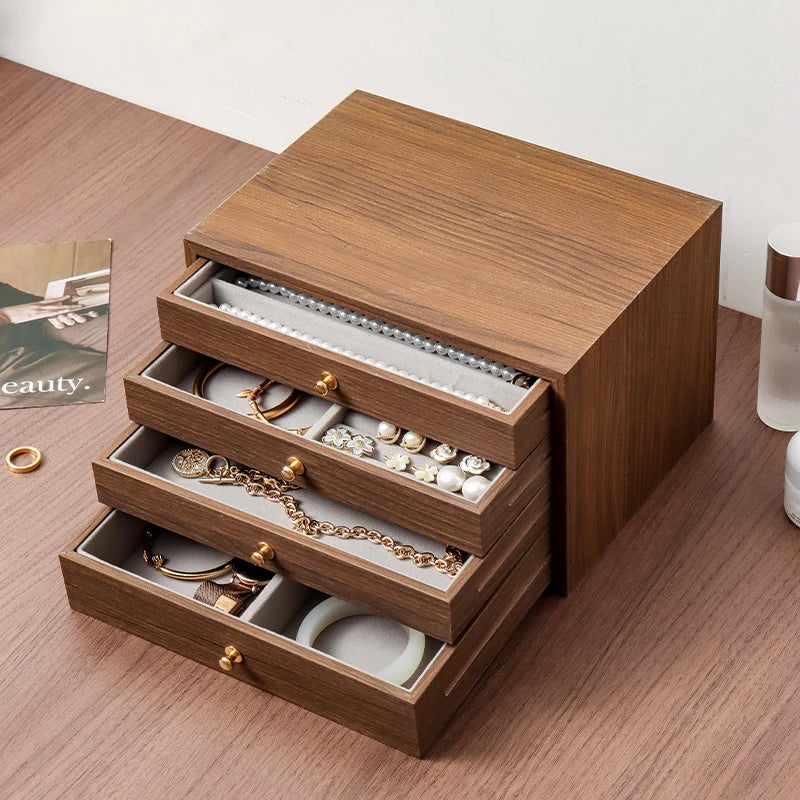 High end exquisite wooden jewelry box, handmade jewelry necklace, jewelry box, bracelet, ring storage box, birthday and wedding