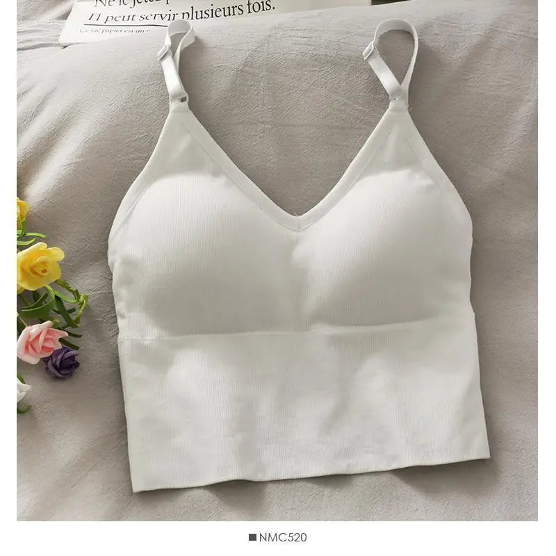 Womens Tops Sexy Tank Top Women Built In Bra Solid Color Camis for Women Crop Top Off Shoulder Sleeveless Camisole 2022 New