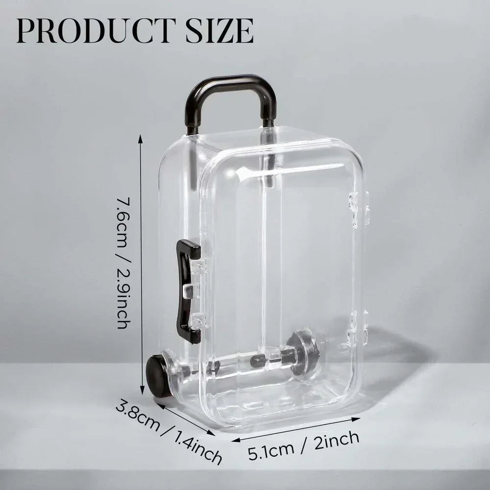 Mini Luggage Jewelery Storage Box Cute Clear Trolley Suitcase Candy Box Creative Jewelry Display Case Wedding Gift Packaging Box