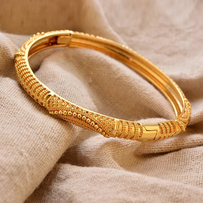 Luxury Vintage Gold Plated Bangles For Women Girls  Arabia Bridal Wedding Jewelry Gifts