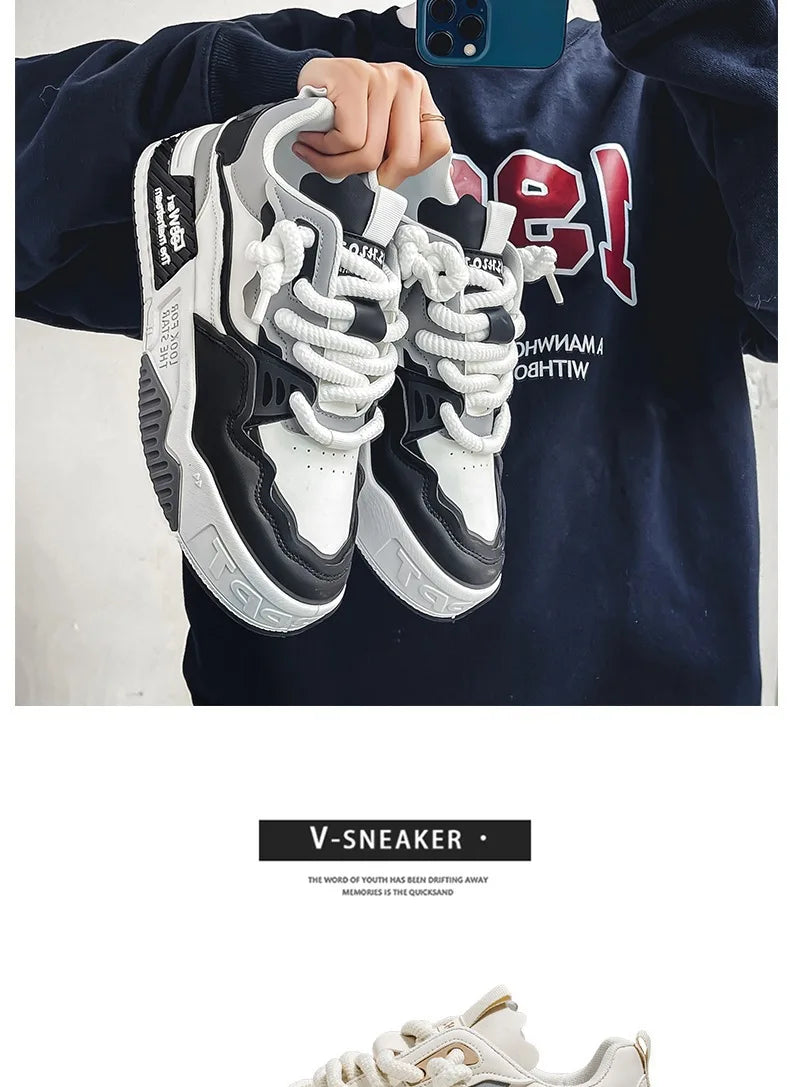 2025 New Men's Shoes Summer Versatile Thick soled Casual Flat Shoes Anti slip Youth Sports Trendy Shoes