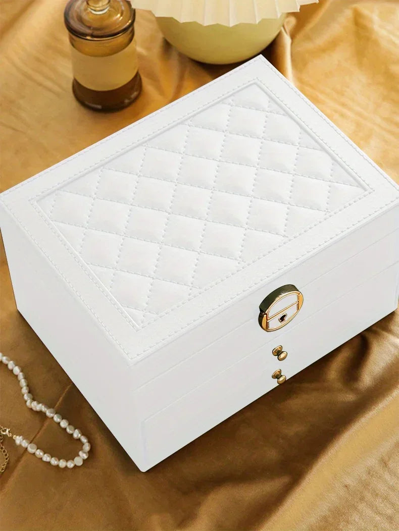 Jewelry storage box, high-end exquisite necklace earrings, gold jewelry box, large capacity multi-layer jewelry box