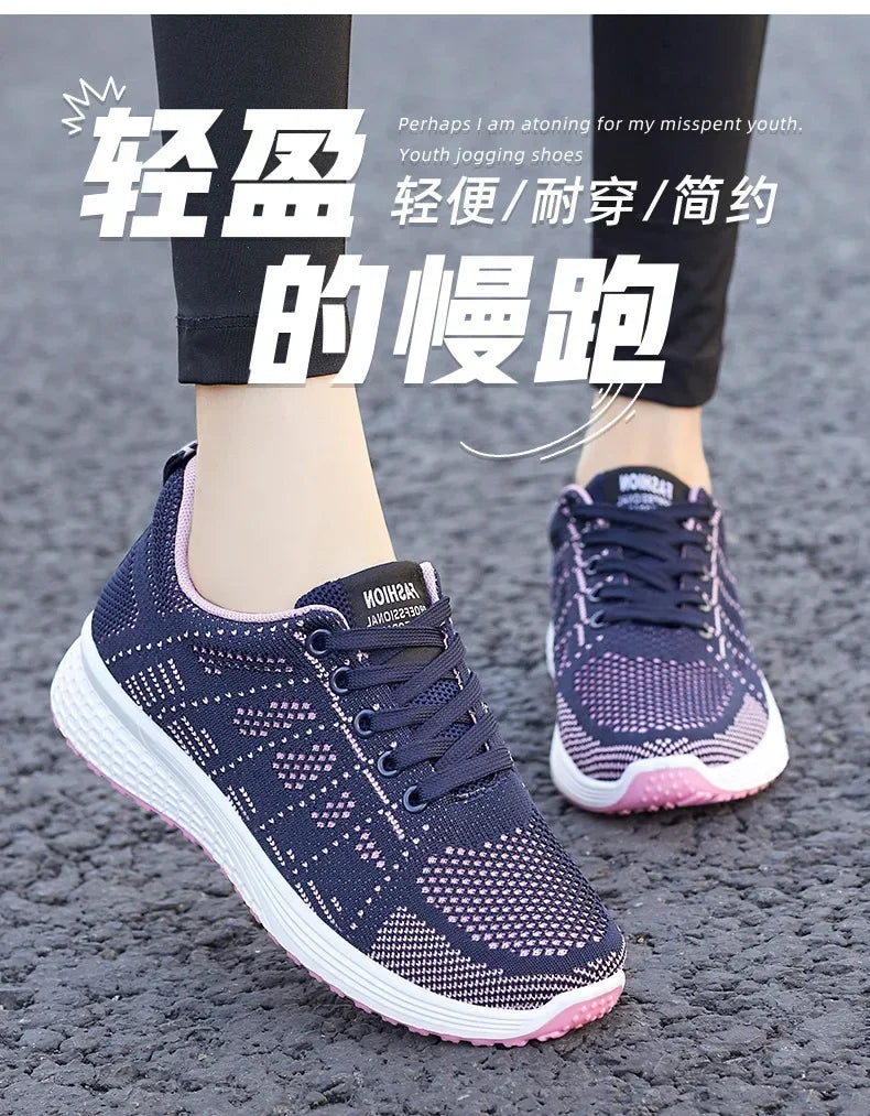 Women's Shoes 2025 Spring New Fashion Soft Walking Flats Non-slip Casual Sport Tennis Shoes Athletic Sneakers for Lady