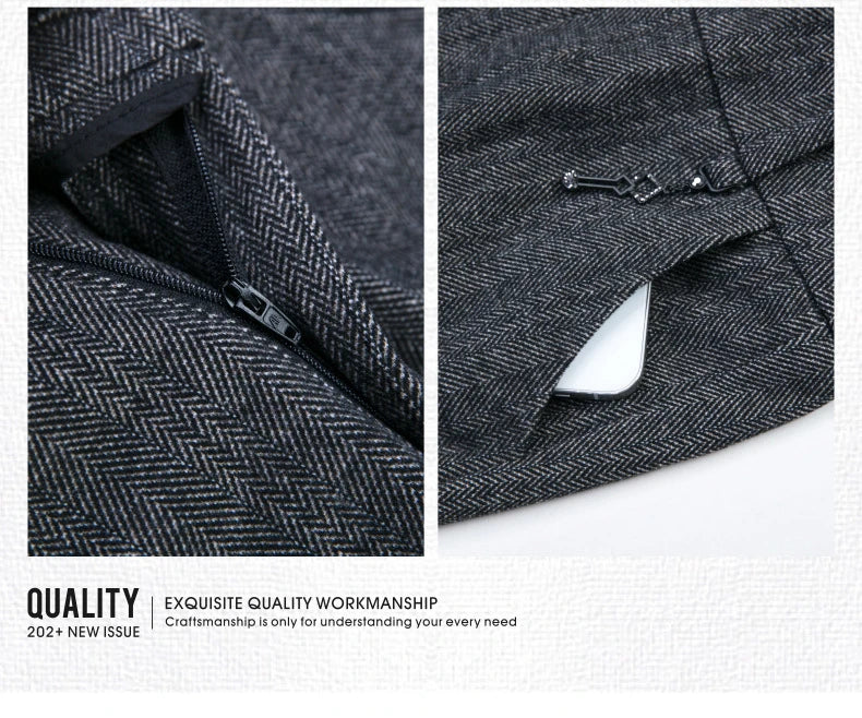 Woolen Trousers Women's Fall/winter High-waist Elastic Striped Straight-leg Pants Slim-fit Warm Trousers Pants for Women