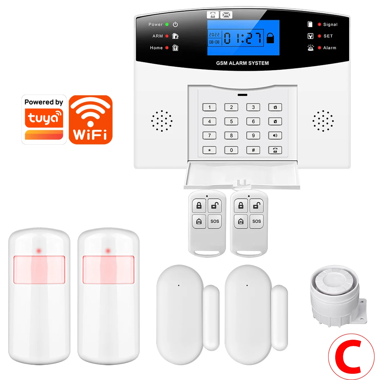 GSM WiFi Smart Alarm System, Wireless DIY Smart Home Security System With APP Control,Works with Alexa,for Houses,Apartments