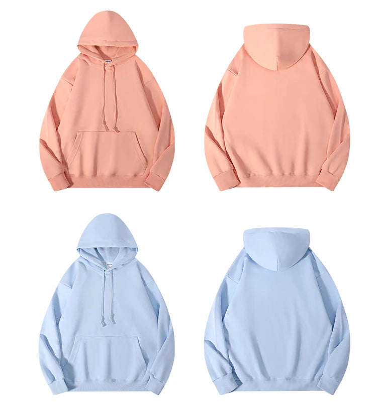 Solid Oversize Hoodies For Women Pocket Casual Loose Hooded Sweatshirt Woman Autumn Cotton Terry Hoodies Women Oversize Pullover