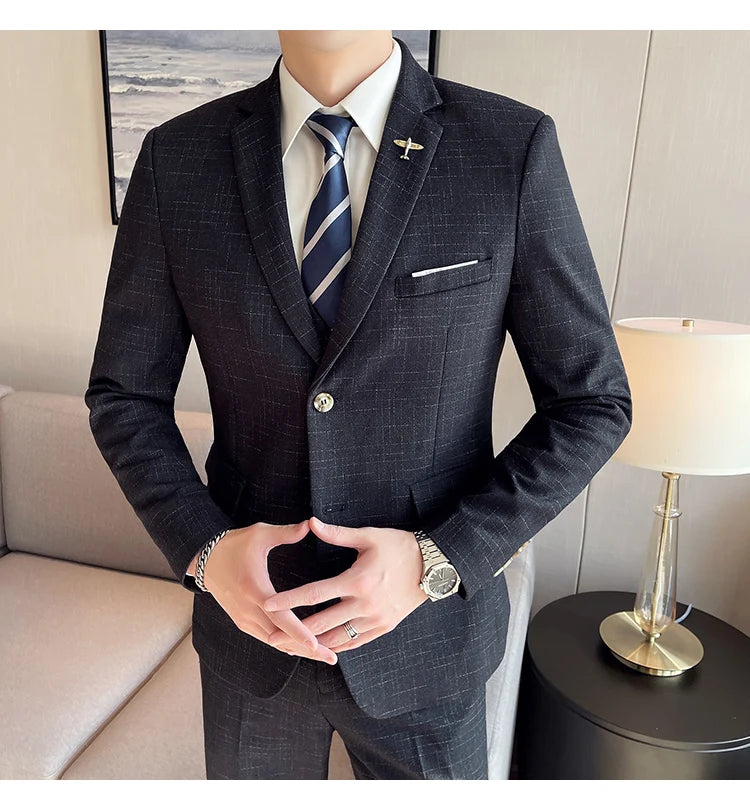 High-quality wedding suit for men, fashionable business, professional groom and best man, handsome two-piece set