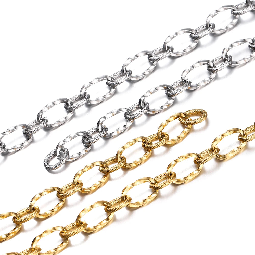 1Meter 7x11.5mm Stainless Steel Twists Chains Fashion Chain For Men Women Bracelet Necklace Jewelry Making Accessories