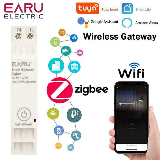 Tuya Smart Life App ZigBee 3.0 Gateway Hub Smart Home Appliances Wireless Bridge Remote Control Automation Device Works Din Rail