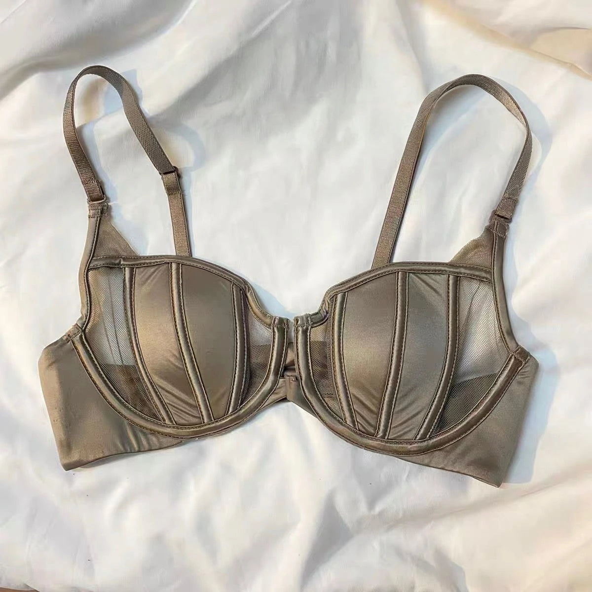 Women Underwear Bra Gather Small Breast and Thin Spring Summer Sexy Bra Front Buckle Pure Solid Intimate Clothing