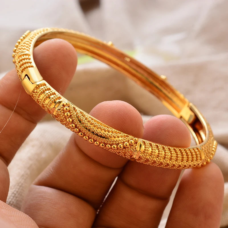 Luxury Vintage Gold Plated Bangles For Women Girls  Arabia Bridal Wedding Jewelry Gifts