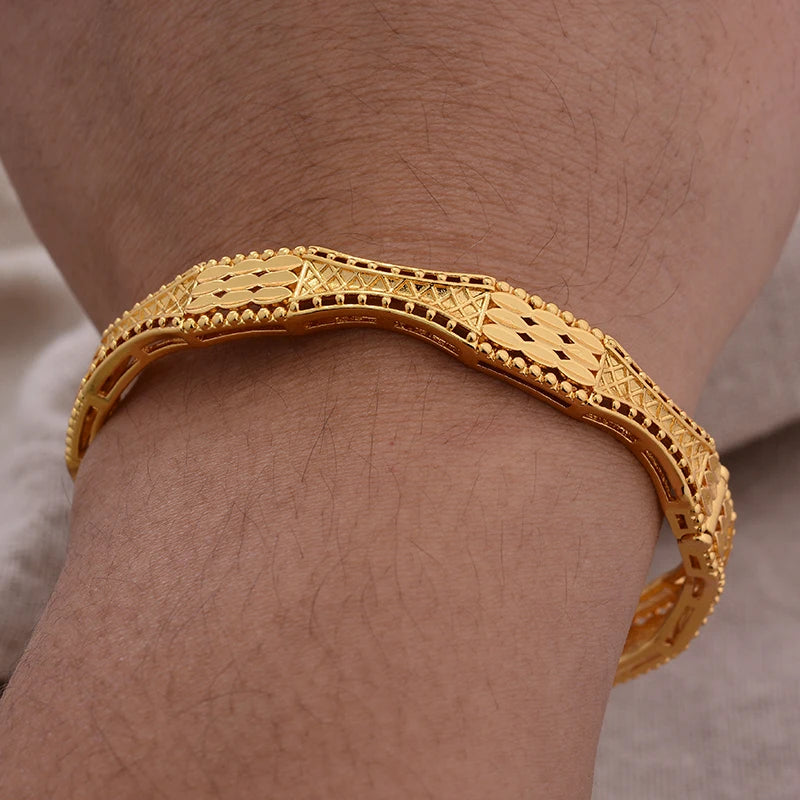 Luxury Vintage Gold Plated Bangles For Women Girls  Arabia Bridal Wedding Jewelry Gifts
