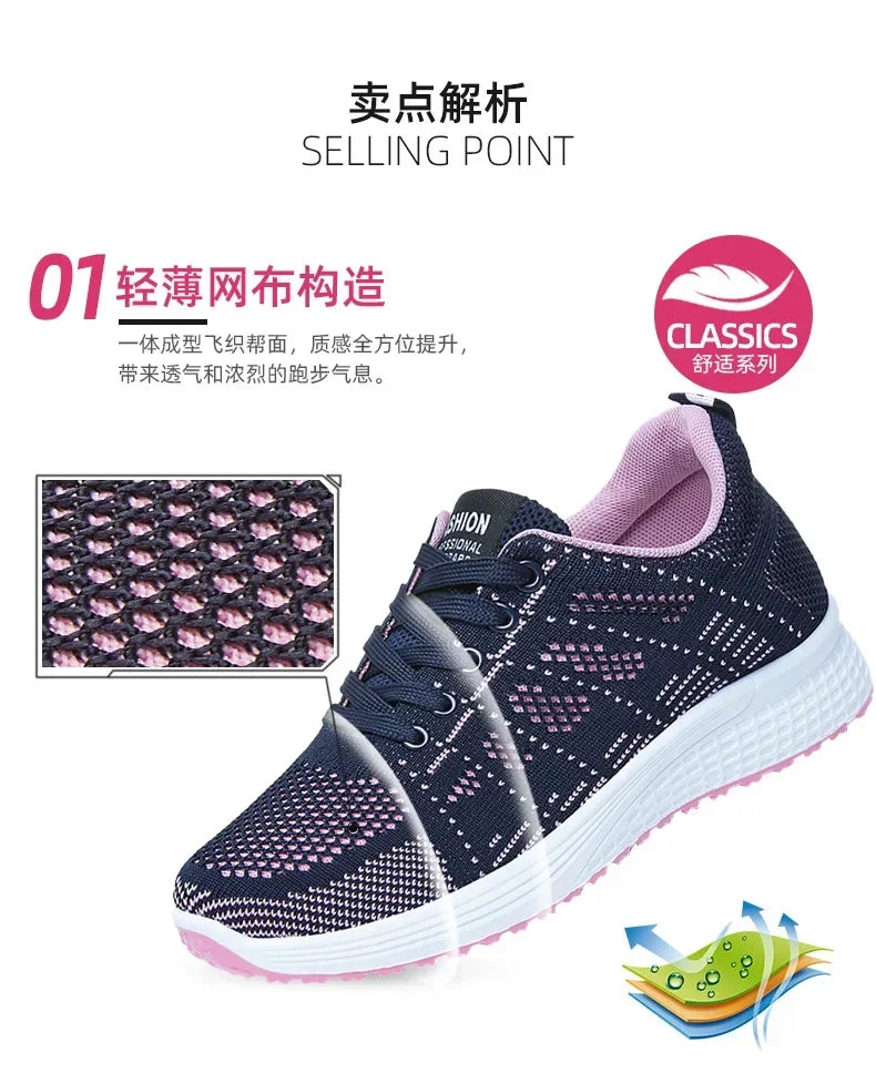 Women's Shoes 2025 Spring New Fashion Soft Walking Flats Non-slip Casual Sport Tennis Shoes Athletic Sneakers for Lady