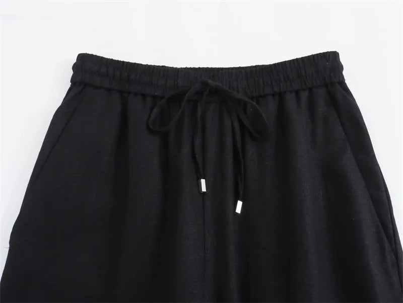 MUJER 2025 Woman Trousers White Black High Waist Pants for Women Pleated Wide Leg Women's Pants Straight Baggy Pants Woman