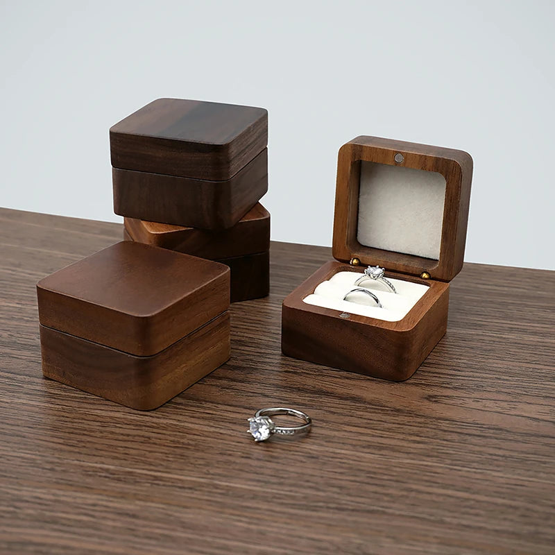 Wood Jewelry Box Wedding Ring Box Earring Rings Organizer Box Gift Package Case Portable Jewelry Organizer