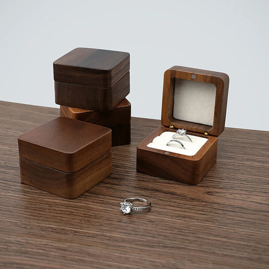Wood Jewelry Box Wedding Ring Box Earring Rings Organizer Box Gift Package Case Portable Jewelry Organizer