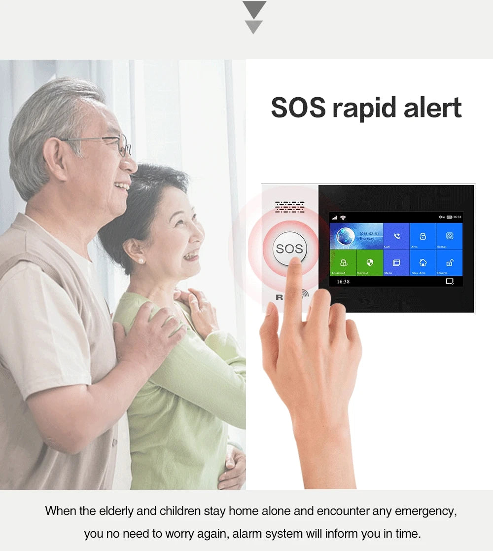 WiFi Home Alarm System GSM Tuya Smart Home Security Alarm Kit with Siren PIR Motion Sensor Remote Controls Window Door Sensor