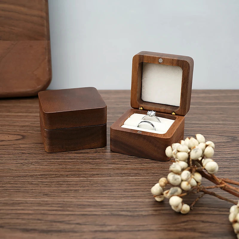Wood Jewelry Box Wedding Ring Box Earring Rings Organizer Box Gift Package Case Portable Jewelry Organizer