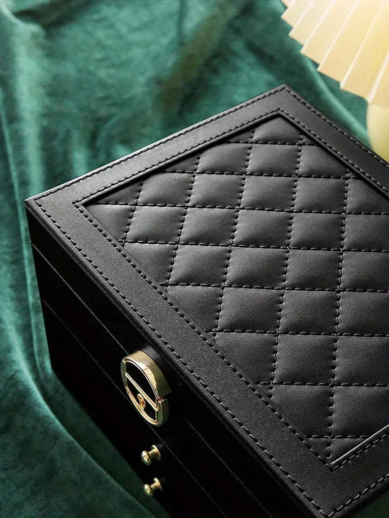 Jewelry storage box, high-end exquisite necklace earrings, gold jewelry box, large capacity multi-layer jewelry box