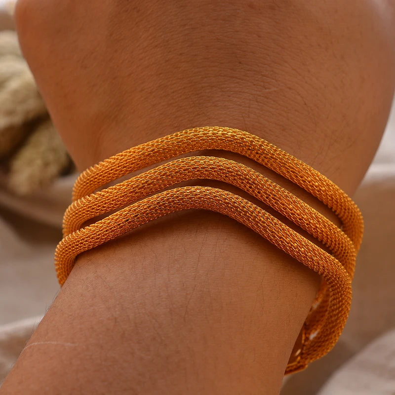Luxury Vintage Gold Plated Bangles For Women Girls  Arabia Bridal Wedding Jewelry Gifts