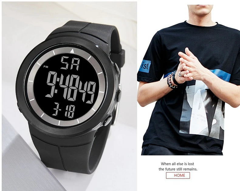 Digital Watches for Men Black 50M Diving Tactical Wristwatch Big Dial Waterproof Electronic Led Military Clocks Alarm Stopwatch