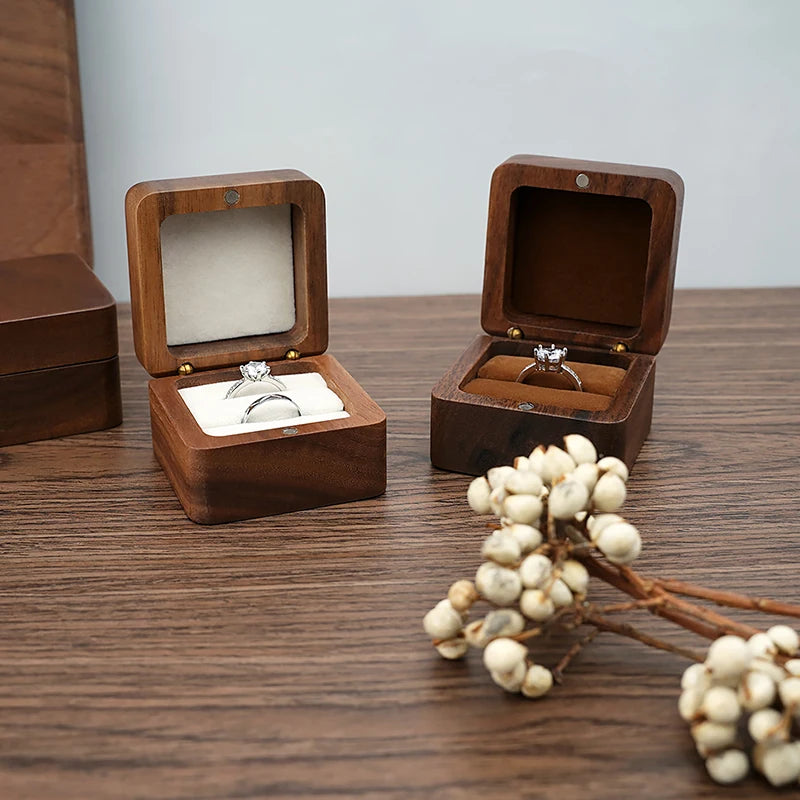 Wood Jewelry Box Wedding Ring Box Earring Rings Organizer Box Gift Package Case Portable Jewelry Organizer