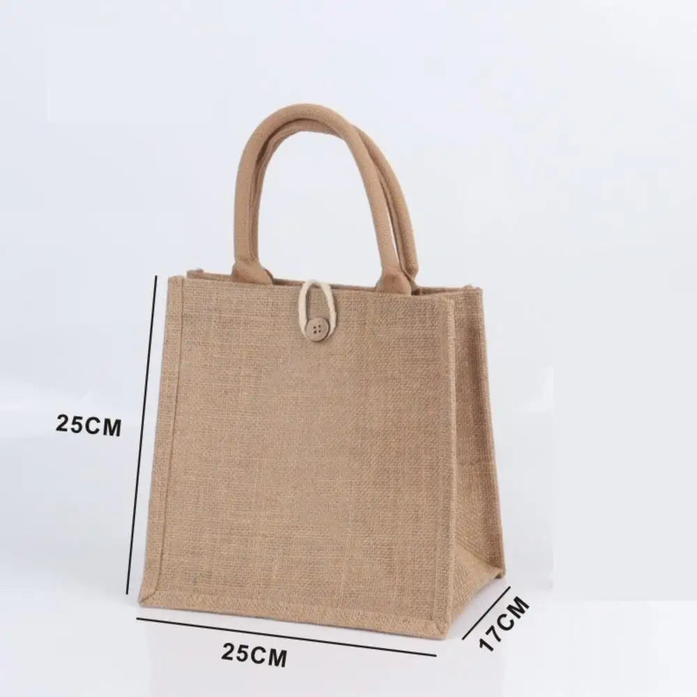 Women Linen Tote Bag Burlap Beach Eco Handbags Portable Top Handle Shopping Bag Large Simple Shoulder Bag Multiple Sizes Handbag