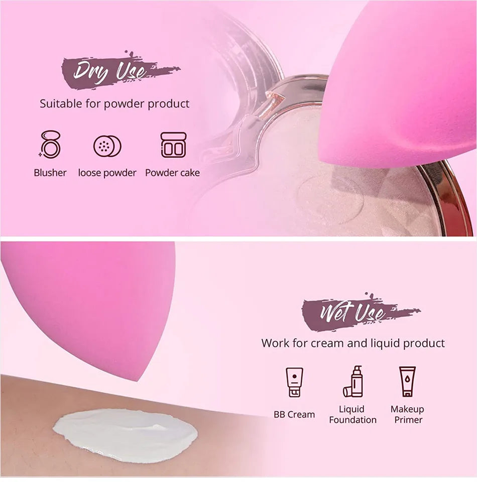 6pcs Mini Makeup Sponge Powder Cosmetic Puff Dry and Wet Sponge Concealer Liquid Foundation Beauty Women Make Up Accessories