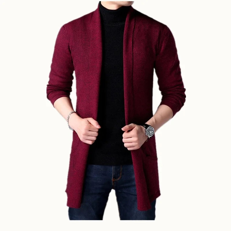 Sweater Coats Men New Fashion 2022 Autumn Men's Slim Long Solid Color Knitted Jacket Fashion Men's Casual Sweater Cardigan Coats