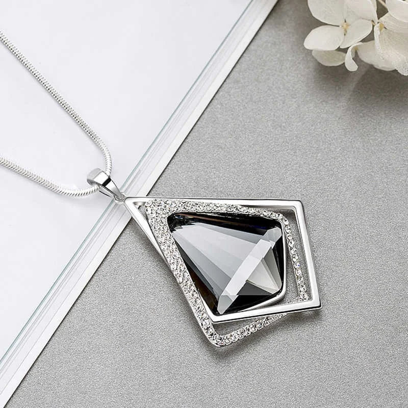 Long Necklaces & Pendants Fashion Geometric Crystal Statement Necklace For Women Collier Femme Pearl Choker Jewelry 2022