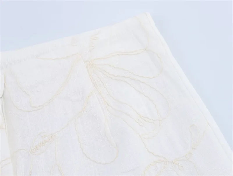 Women's suit New Summer 2025 White Camisole Wide-leg Pants Set Embroidered Trim Sexy Casual Personality Fashion