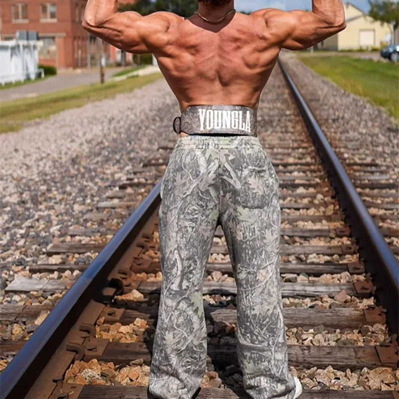 Men's pants New style Spring American digital camouflage print sports fitness Trousers loose and versatile wide-leg pants Man