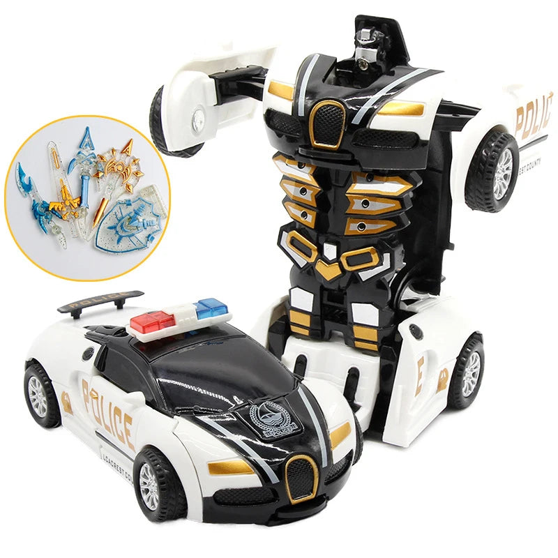 Kids Toys One-key Deformation Car  Automatic Transform Robot Diecasts Toy Funny Mini 2 In 1 Plastic Model Car Amazing Gifts Boys
