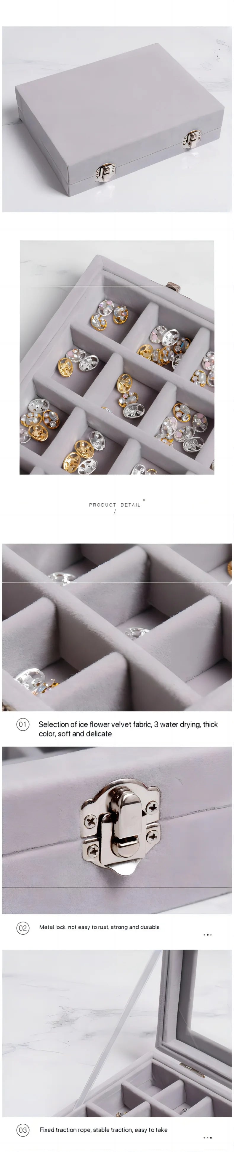 Jewelry Storage Box Earring Ring Necklace Jewelry Display Box Jewelry Classification Dustproof Transparent Flip Lid Jewelry Box