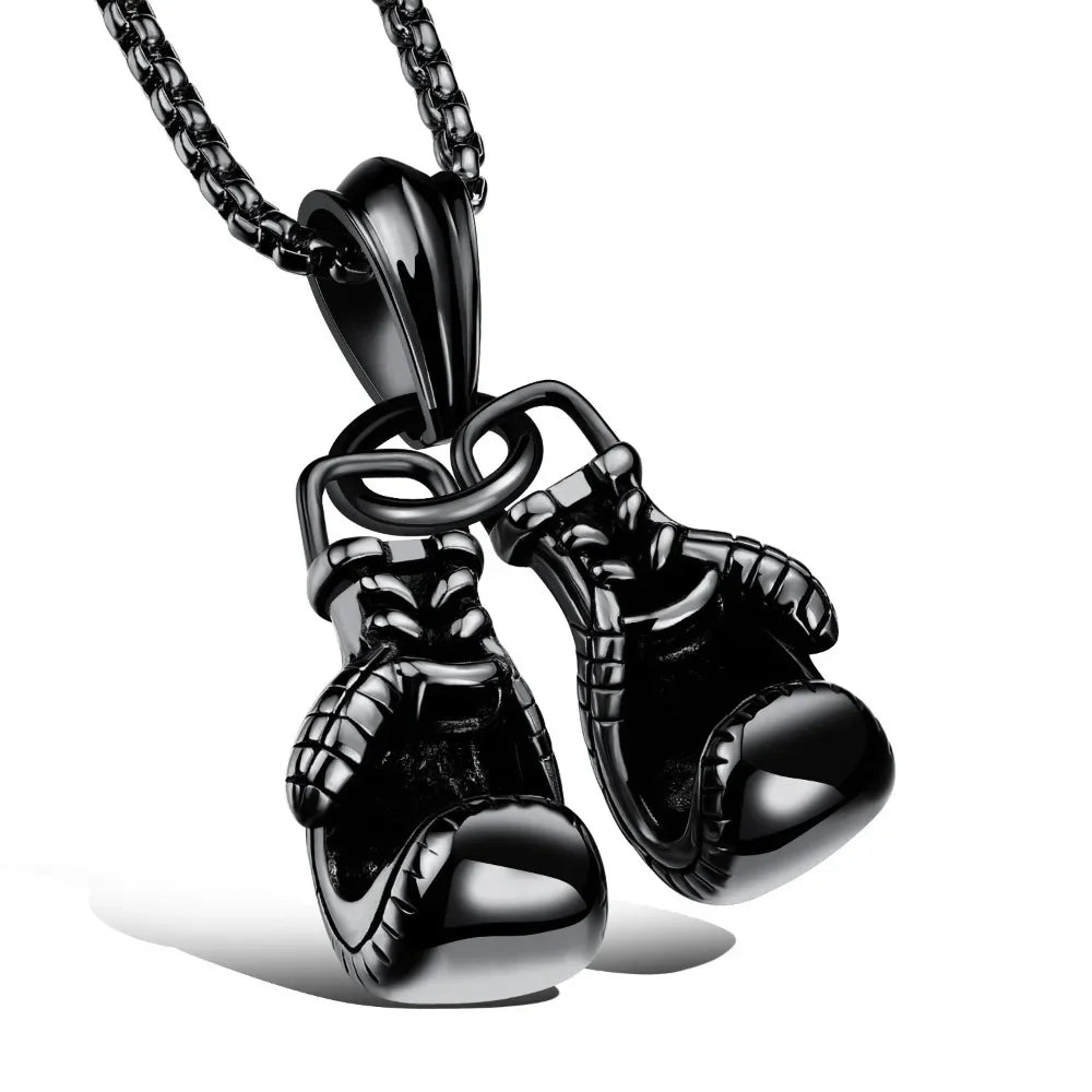 Men Hiphop Chain Necklace Cool Male Jewellery Sport Fitness Jewelry Double Boxing Glove Pendant Necklace