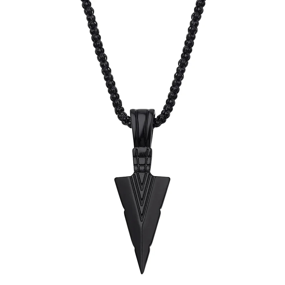 Men Black Long Necklace for Men Women with Arrow Pendant Jewelry Chain Hip Hop Punk Rock Christmas Halloween Gift