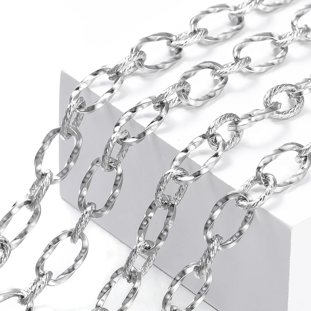 1Meter 7x11.5mm Stainless Steel Twists Chains Fashion Chain For Men Women Bracelet Necklace Jewelry Making Accessories