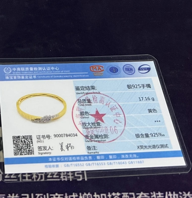 Bellux Real gold Plated Sterling Silver Bangle bracelets women jewellery women Original and pure 925 sterling silver bracelets