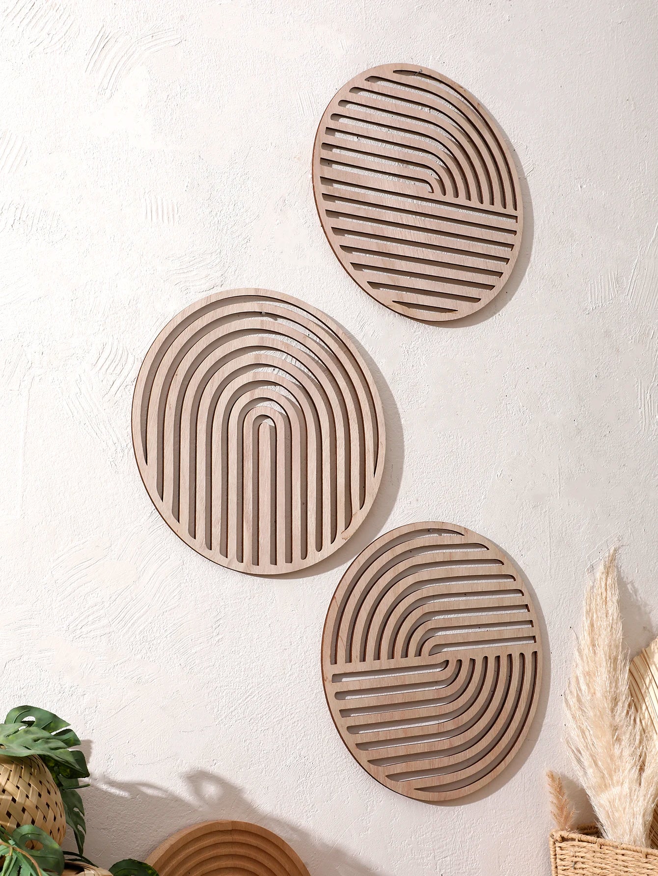 Natural Wooden Wall Hanging Wall Art Decor Water Ripples Wall Hanging Decoration Wall Decor Boho Wall Accent for Living Room