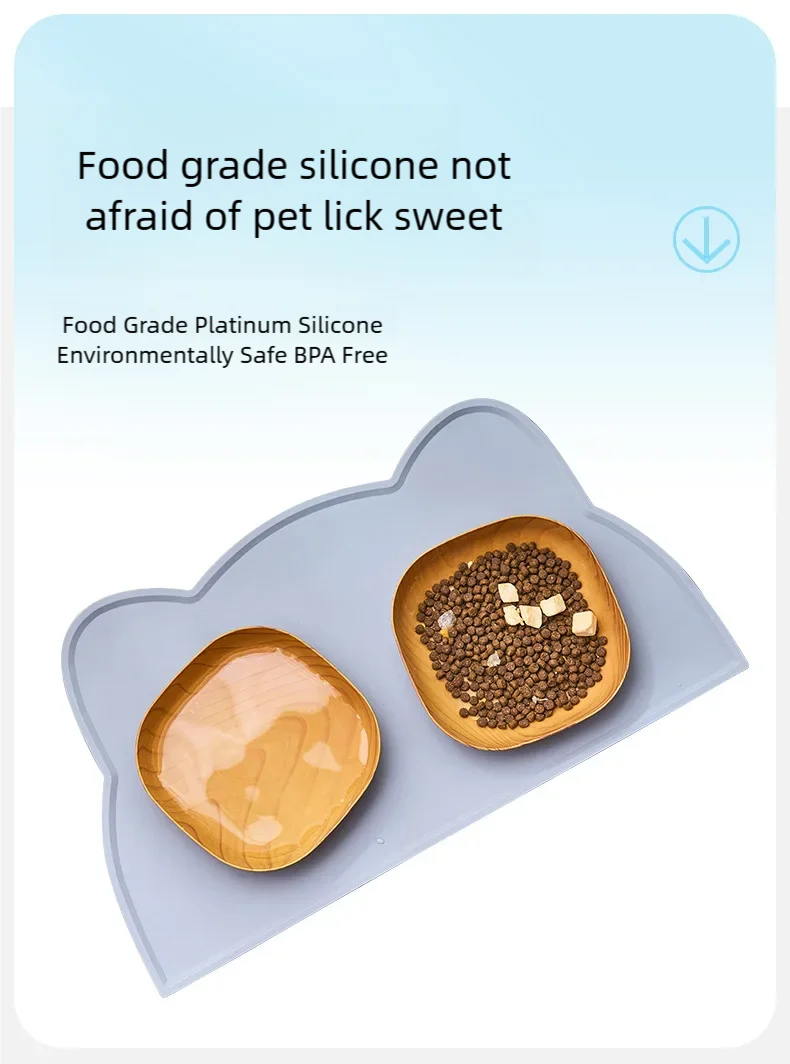 Pet silicone food mat waterproof, anti-slip, dirty, washable and easy to clean, universal tableware mat for cats and dogs.