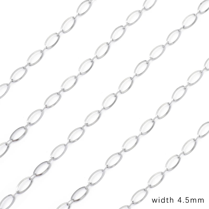1M Stainless Steel Chain for Men Women Curb Cuban Link Chain DIY Basic Punk Choker Necklace Bracelet Hip Hop Male Jewelry Gift