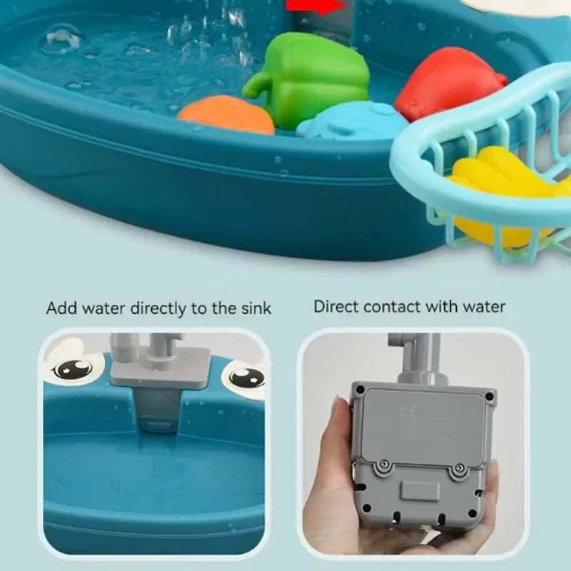 Children Play House Simulated Kitchen Dishwasher Sink Hand Basin Electric Circulating Water Kitchen Set Boy Girl Idea Kids Toys