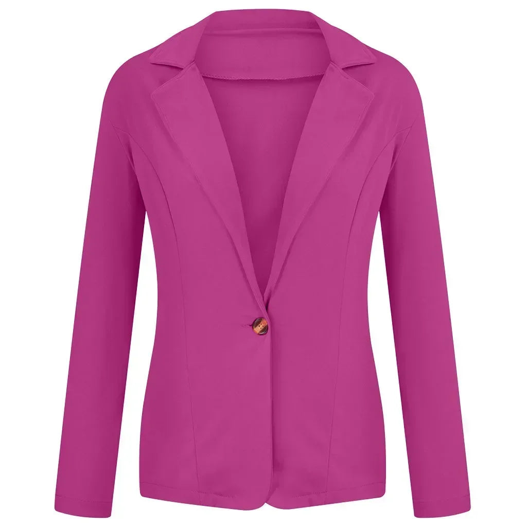 Women Suit Coat Elegant Lapel Suit Coat for Women Slim Fit Single Button Jacket for Business Wear Versatile Solid Color Soft