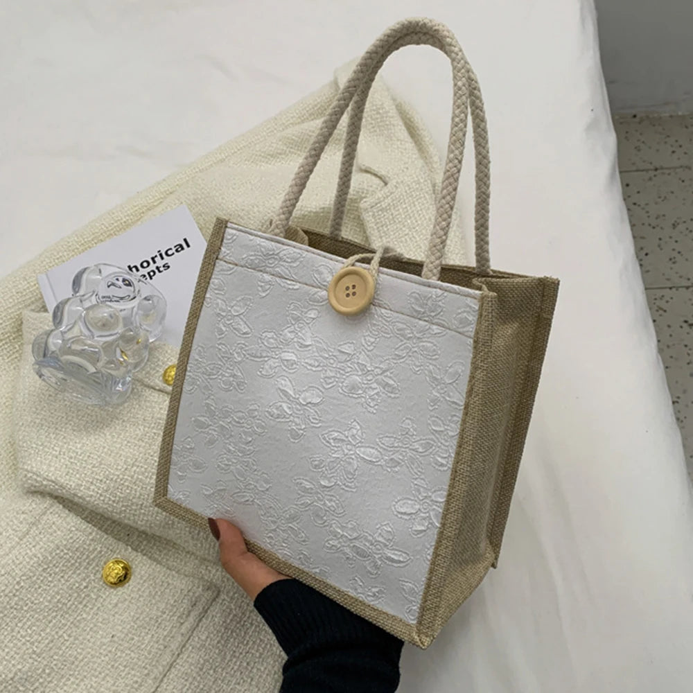 Linen Bags Handbag For Women Shopper Tote Bag Fashion Designer Bag Convenient Large-capacity For Travel Grocery Bag Organizer