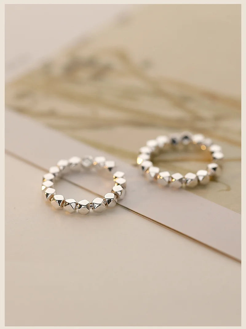 925 Sterling Silver Geometric Rings for Women Wedding Trendy Jewelry Large Adjustable Rings Anillos