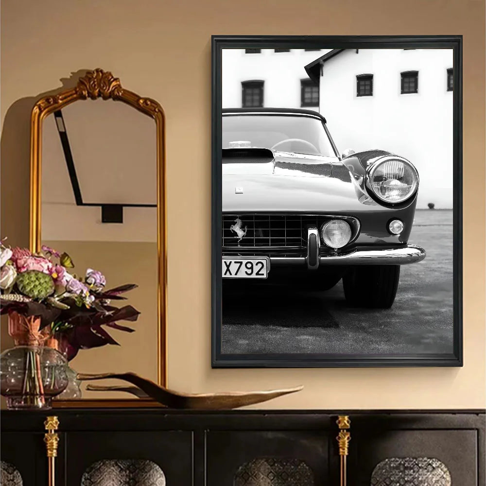 Modern Fashion Wall Art Simple Black And White Luxury Car Poster HD Posters Home Room Bar Cafe Decor Art Wall Painting Picture