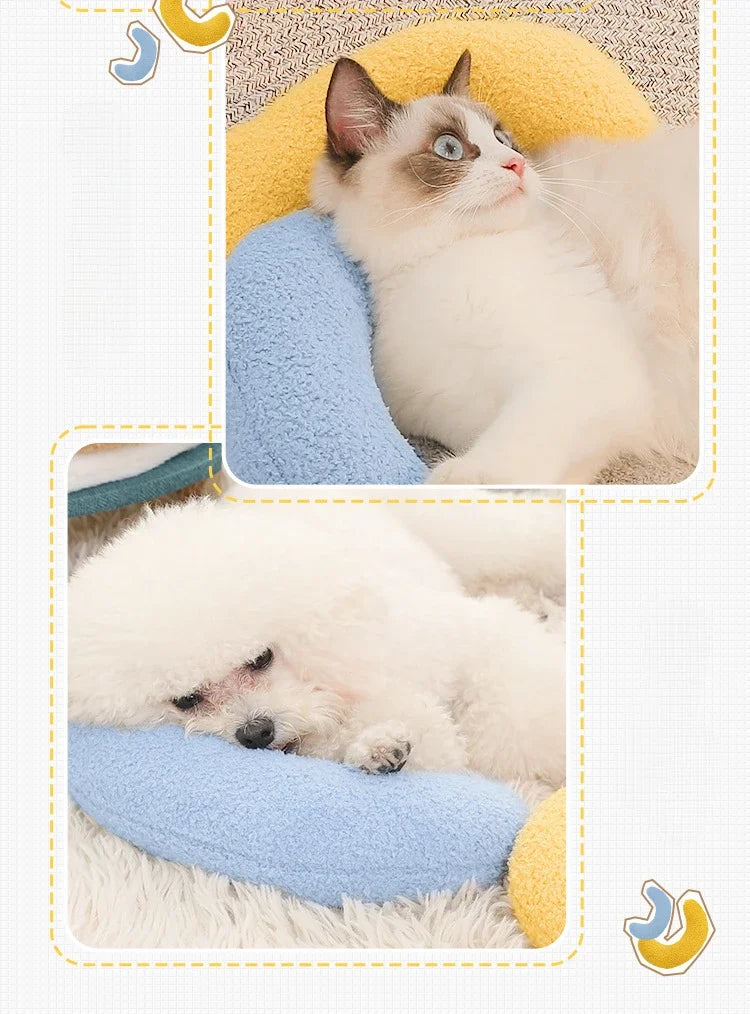 Pet Home Products Small Pillow Soft Cat and Dog Universal Pillow Creative Crescent Shaped Cervical Protection Pet Products